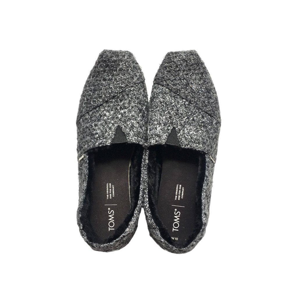 🔃Toms Classic Black Gray Tweed Slip On Loafer Flats - Picture 6 of 8